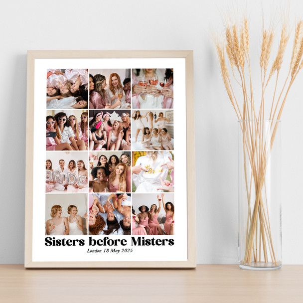 Photo Collage Hen Do Gift For Bride 12-Photo Sister Before Misters Print Canvas Photo Collage Hen Do Gift For Bride 12-Photo Sister Before Misters Print Canvas