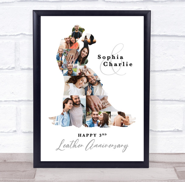 Photo Collage Leather 3rd Wedding Anniversary Gift 14-Photo Couple Print Canvas