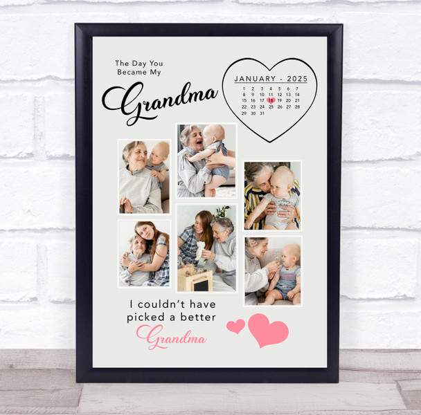 Photo Collage Mother's Day Gift For Grandma 6-Photo Calendar Date Print Canvas