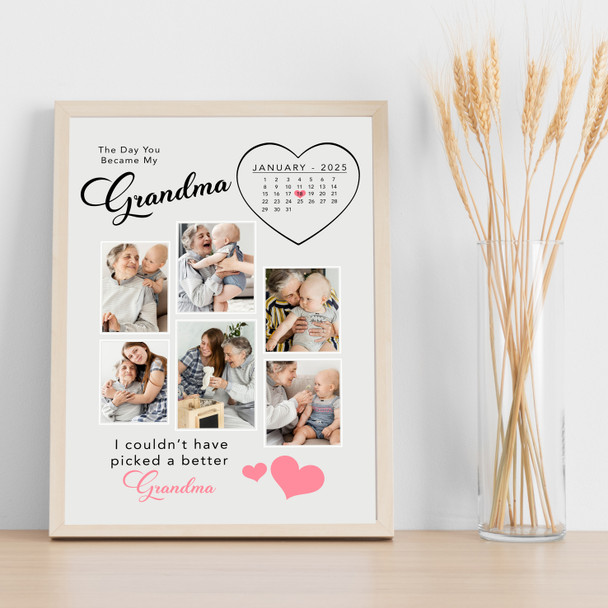 Photo Collage Mother's Day Gift For Grandma 6-Photo Calendar Date Print Canvas