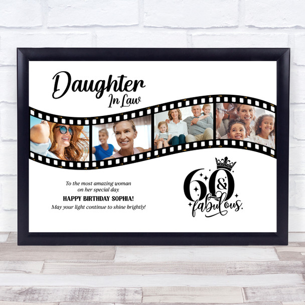 Photo Collage 60th Birthday Gift For Daughter-In-Law 4-Photo Film Print Canvas