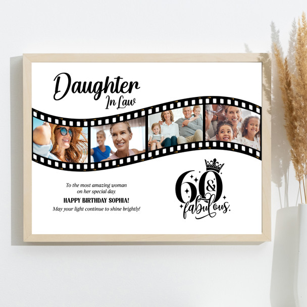 Photo Collage 60th Birthday Gift For Daughter-In-Law 4-Photo Film Print Canvas