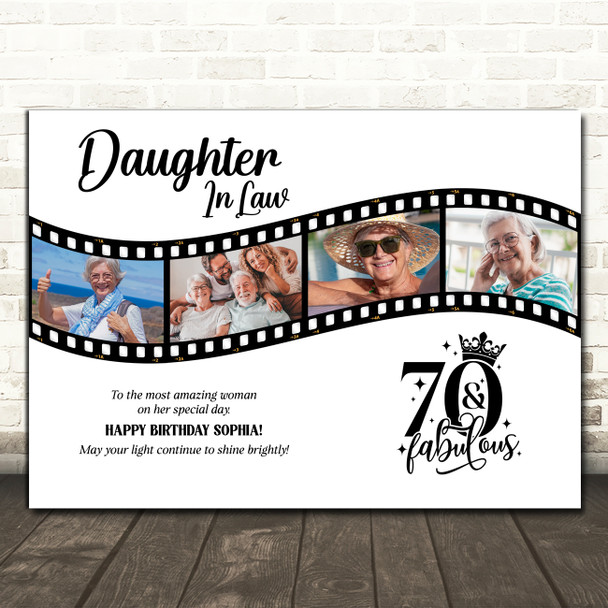 Photo Collage 70th Birthday Gift For Daughter-In-Law 4-Photo Film Print Canvas