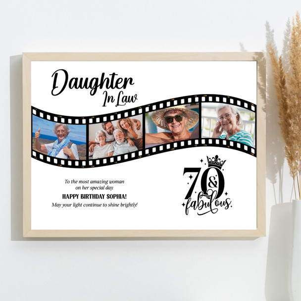 Photo Collage 70th Birthday Gift For Daughter-In-Law 4-Photo Film Print Canvas