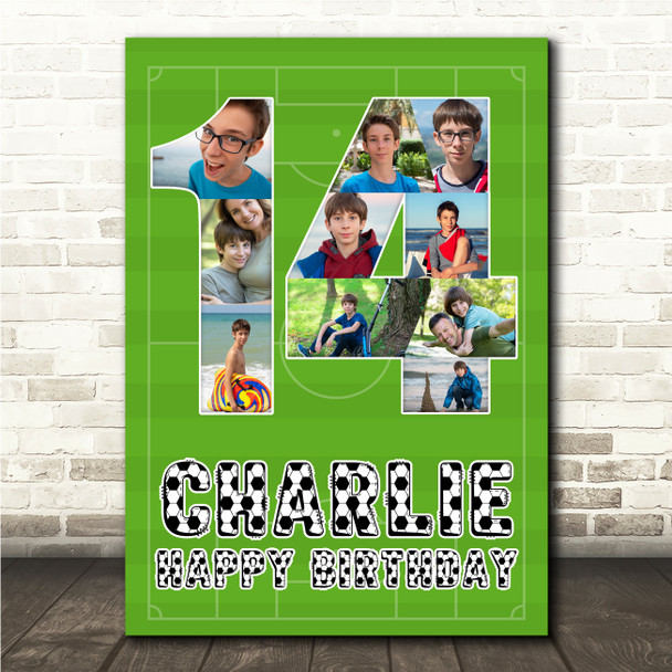 Photo Collage 10-Photo 14th Birthday Gift For Teens Boys Football Print Canvas