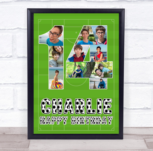 Photo Collage 10-Photo 14th Birthday Gift For Teens Boys Football Print Canvas