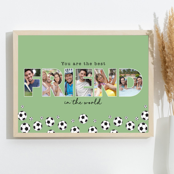 Photo Collage Green Football 6-Photo Any Occasion Gift For Friend Print Canvas