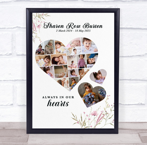 Photo Collage Kids Memorial Gift For Anyone 19-Photo Pink Floral Print Or Canvas Photo Collage Kids Memorial Gift For Anyone 19-Photo Pink Floral Print Or Canvas