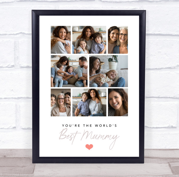 Photo Collage Gift For Best Mummy Mother's Day 8-Photo Red Heart Print Or Canvas