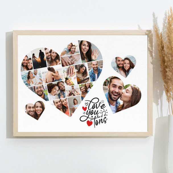 Photo Collage Valentine's Day Gift 20-Photo Hearts Love You Tons Print Or Canvas