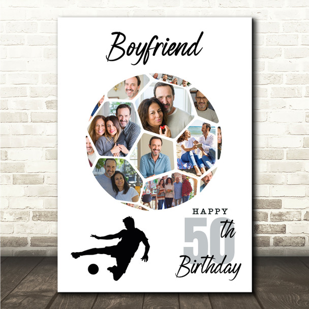 Photo Collage 50th Birthday Gift For Boyfriend 14-Photo Football Print Or Canvas
