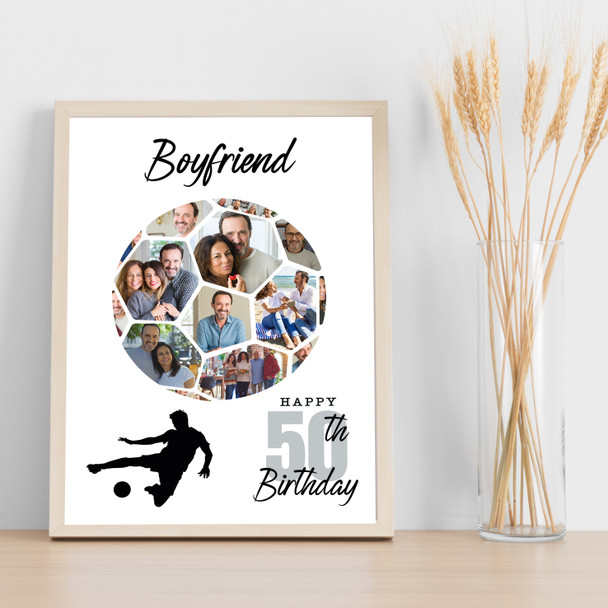 Photo Collage 50th Birthday Gift For Boyfriend 14-Photo Football Print Or Canvas