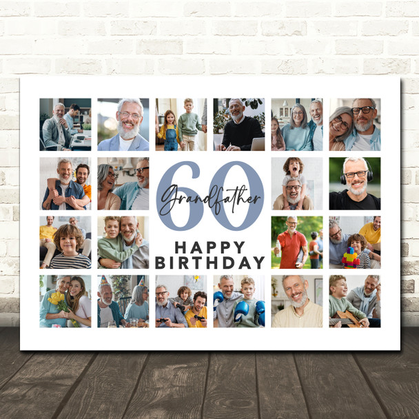Photo Collage 60th Birthday Custom Gift For Grandfather 20-Photo Print Or Canvas