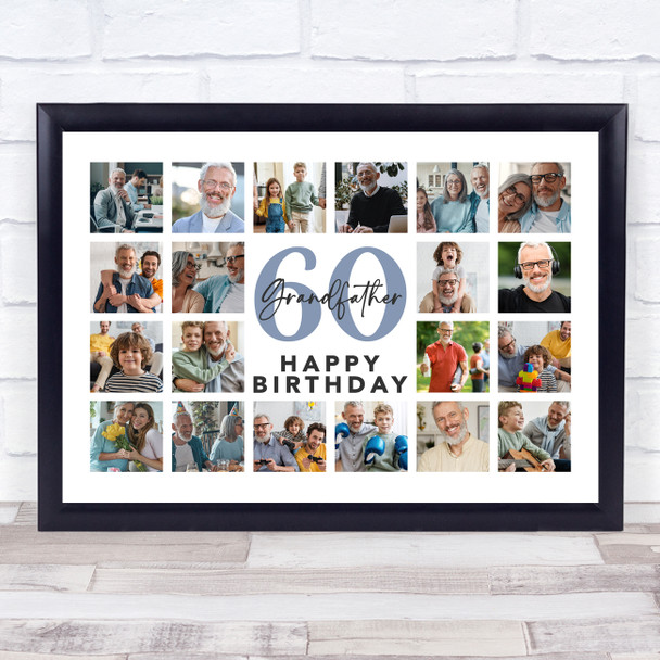 Photo Collage 60th Birthday Custom Gift For Grandfather 20-Photo Print Or Canvas