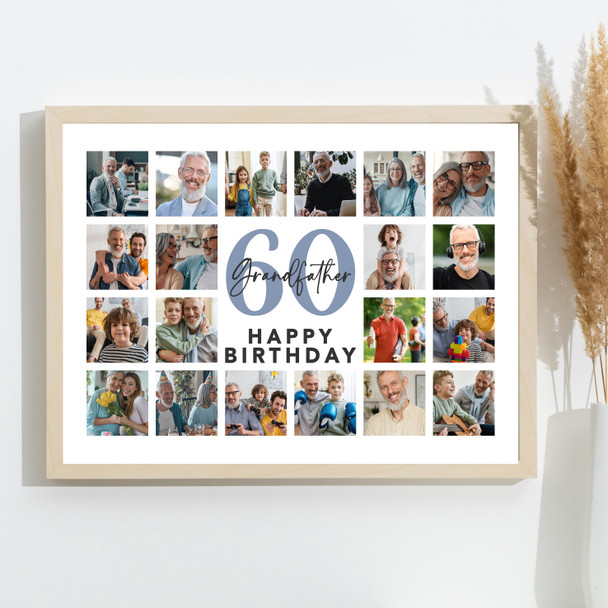 Photo Collage 60th Birthday Custom Gift For Grandfather 20-Photo Print Or Canvas