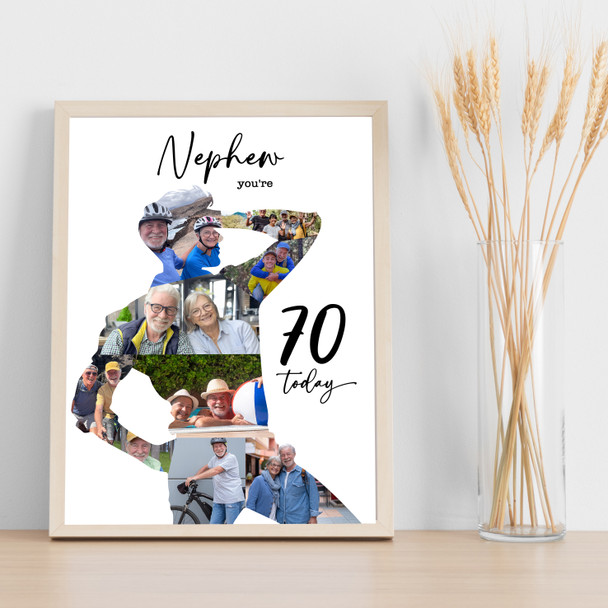 Photo Collage 70th Birthday Gift For Nephew 9-Photo Man Portrait Print Or Canvas