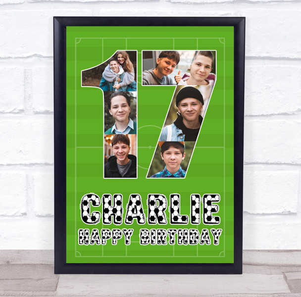 Photo Collage 7-Photo 17th Birthday Gift For Teens Boys Football Print Or Canvas