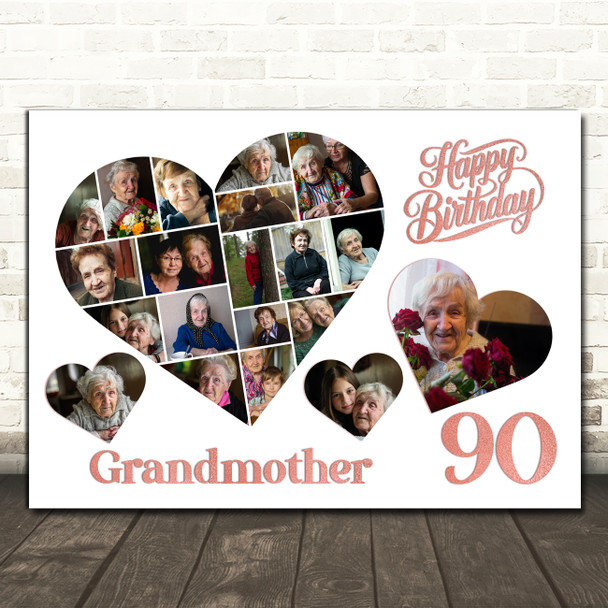 Photo Collage 90th Birthday Gift For Grandmother 20-Photo Hearts Print Or Canvas Photo Collage 90th Birthday Gift For Grandmother 20-Photo Hearts Print Or Canvas
