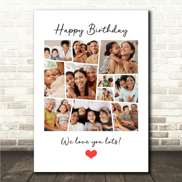 Photo Collage Birthday Custom Gift For Anyone 11-Photo Red Heart Print Or Canvas