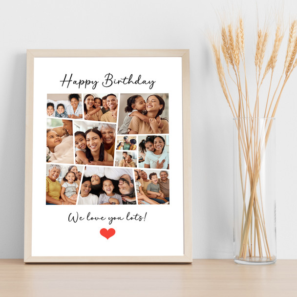 Photo Collage Birthday Custom Gift For Anyone 11-Photo Red Heart Print Or Canvas