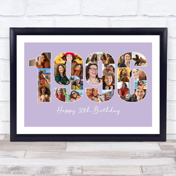 Photo Collage Purple Birthday Gift For Anyone 22-Photo Year 1996 Print Or Canvas