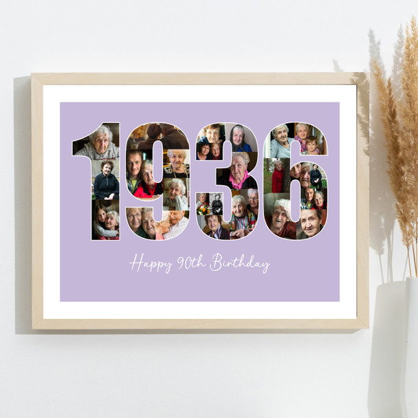 Photo Collage Purple Birthday Gift For Anyone 24-Photo Year 1935 Print Or Canvas