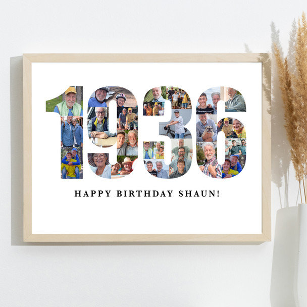 Photo Collage White Photo Birthday Custom Gift For Him Year 1936 Print Or Canvas