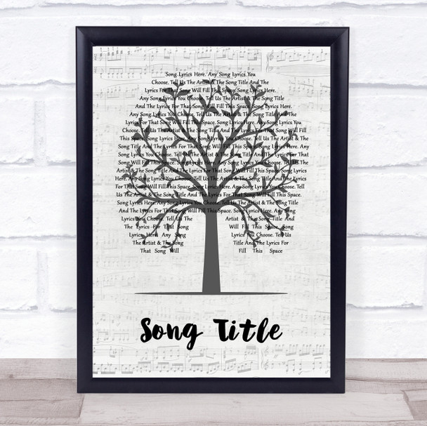 Aerosmith I Don't Want To Miss A Thing Music Script Tree Song Lyric Wall Art Print - Or Any Song You Choose