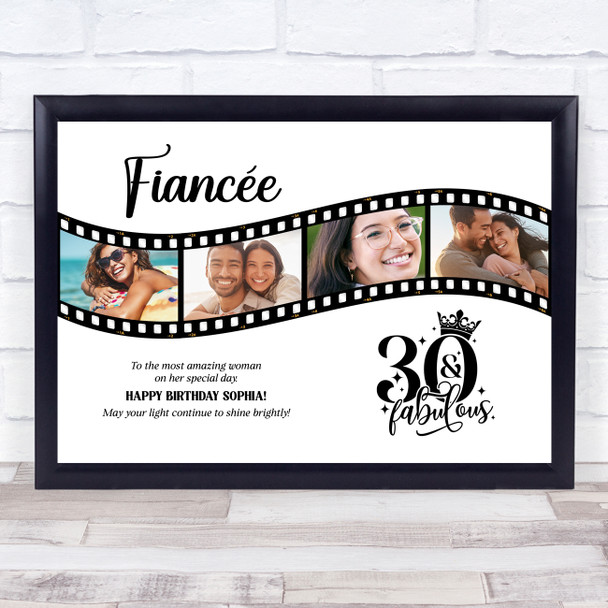 Photo Collage 30th Birthday Gift For Fiancée 4-Photo Camera Film Print Or Canvas