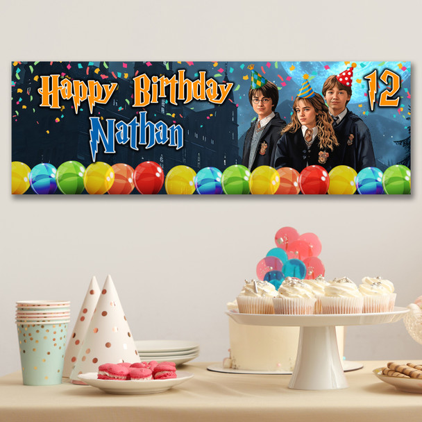 Personalised Party Banner For Kids Birthday Boys Harry Potter Any Age