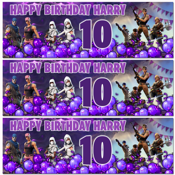 Personalised Party Banner For Kids Birthday Fortnite Any Age
