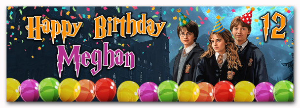 Personalised Party Banner For Kids Birthday Harry Potter Any Age