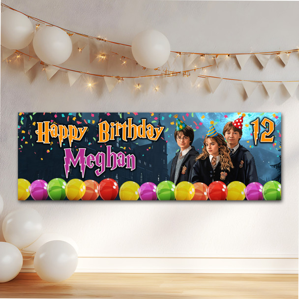 Personalised Party Banner For Kids Birthday Harry Potter Any Age