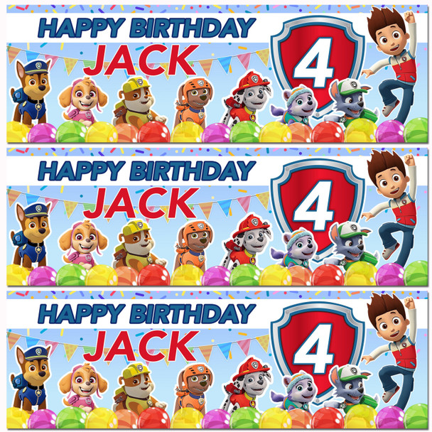 Personalised Party Banner For Kids Birthday Paw Patrol Any Age