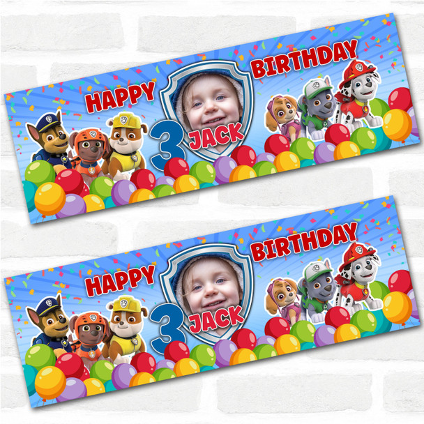 Personalised Party Banner For Kids Birthday Paw Patrol With Photo Any Age