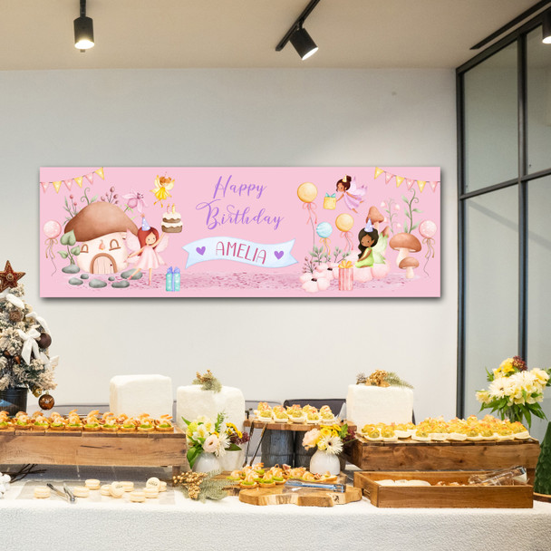 Personalised Party Banner For Birthday With Photo Girls Fairy Kids