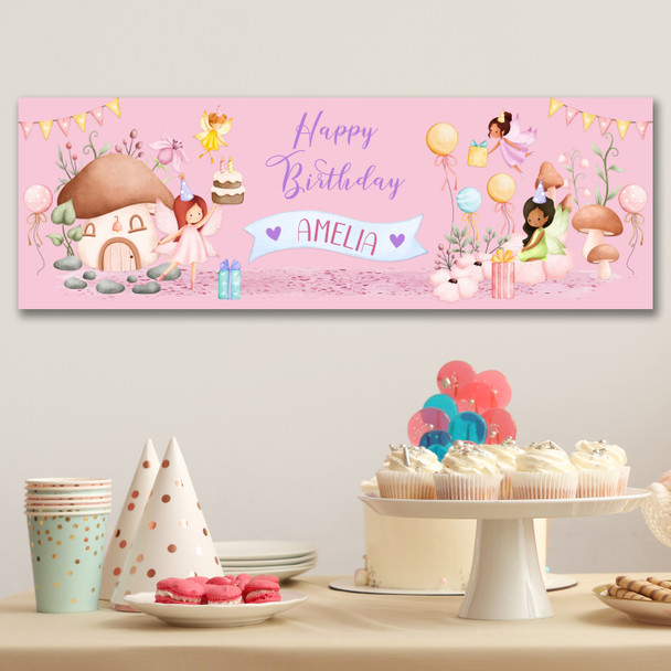 Personalised Party Banner For Birthday With Photo Girls Fairy Kids