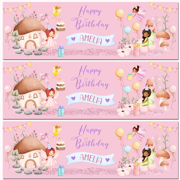 Personalised Party Banner For Birthday With Photo Girls Fairy Kids