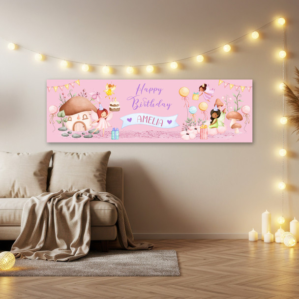 Personalised Party Banner For Birthday With Photo Girls Fairy Kids