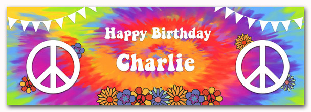 Personalised Party Banner For Birthday 1960's Theme Peace