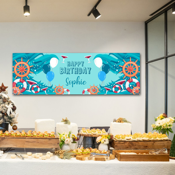 Personalised Party Banner For Birthday Boat Sea Nautical