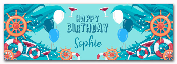 Personalised Party Banner For Birthday Boat Sea Nautical