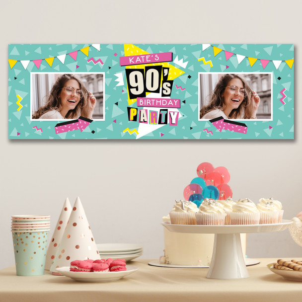 Personalised Party Banner For Birthday With Photo 1990's