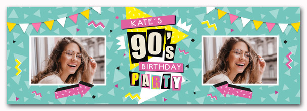 Personalised Party Banner For Birthday With Photo 1990's