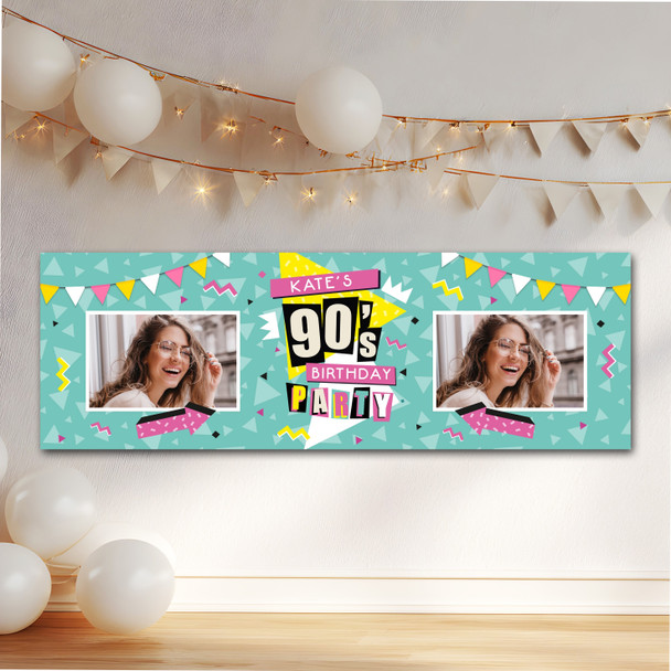 Personalised Party Banner For Birthday With Photo 1990's