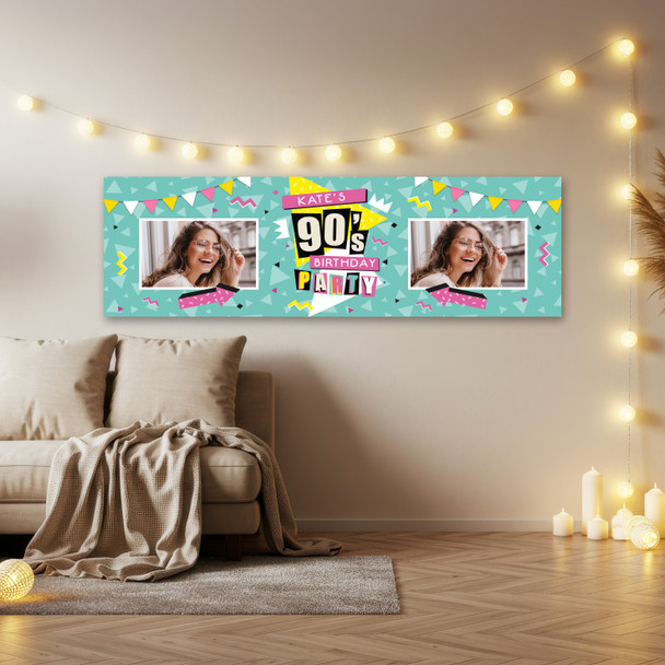 Personalised Party Banner For Birthday With Photo 1990's
