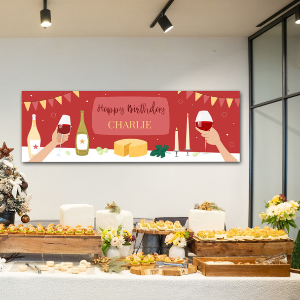 Personalised Party Banner For Birthday Wine Red Cheese
