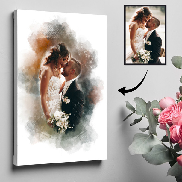 Personalised Watercolour Art Portrait From Photo, Couple Gift, Gift Her Him