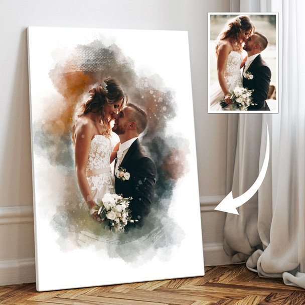 Wedding Anniversary Gift, Watercolour Portrait From Photo, Framed Print Canvas Art Wedding Anniversary Gift, Watercolour Portrait From Photo, Framed Print Canvas Art