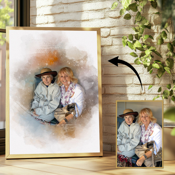 Memorial Watercolour Portrait From Photo Custom Sympathy Gift, Framed Print Canvas Memorial Watercolour Portrait From Photo Custom Sympathy Gift, Framed Print Canvas